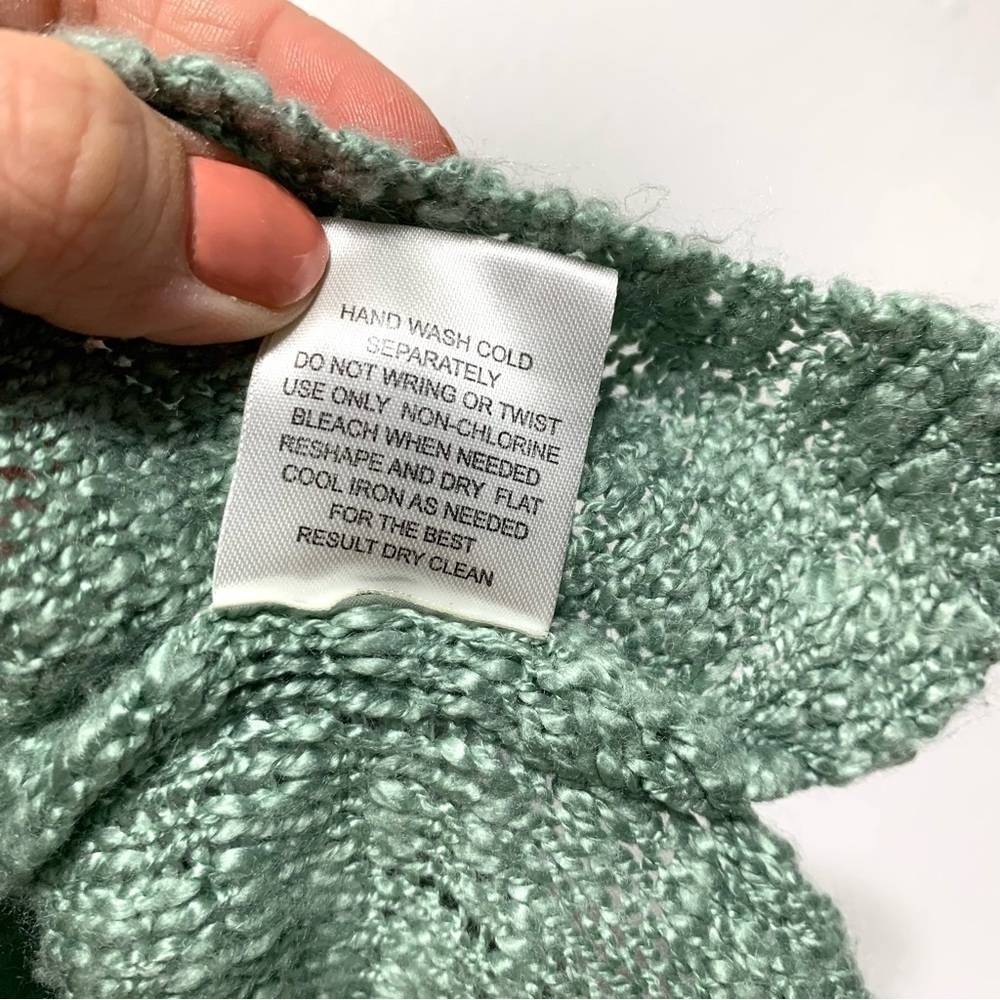 Pink Republic Open Knit Long Sleeve Round Neck Sweater Teal Blue size Small - Picture 5 of 7
